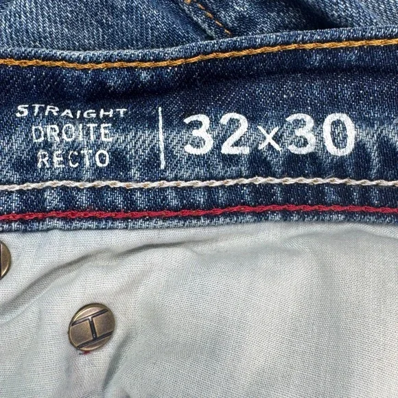 Tommy Hilfiger Mens Blue Distressed Relaxed Fit Straight Leg Jeans  32x30 Y2K - Picture 12 of 16